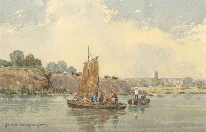John Weston Gough (1929-2019) - 20th Century Watercolour, Boats on the Thames