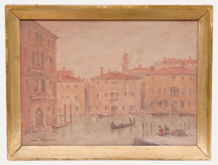 John Weston Gough (1929-2019) - Framed 20th Century Oil, Pink Sunset, Venice