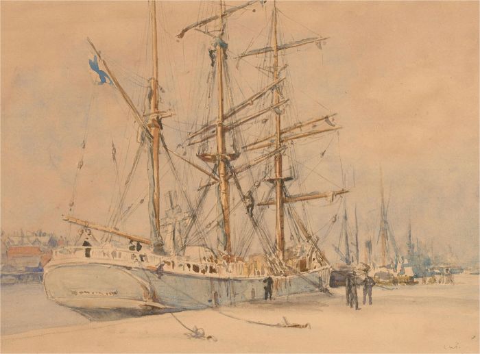 C.W.P. - Early 20th Century Watercolour, Finnish Barque at Harbour