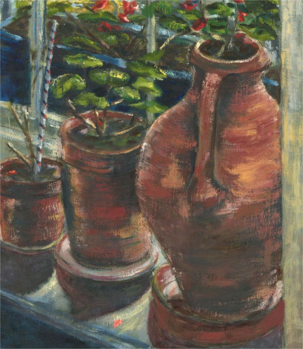 20th Century Oil - Still Life, Terracotta Planters