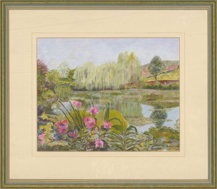 Sylvia Grottick - 20th Century Acrylic, Monet's Lake, Giverny