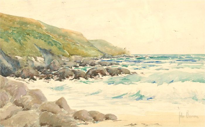 John Baron - Mid 20th Century Watercolour, Bright Beach