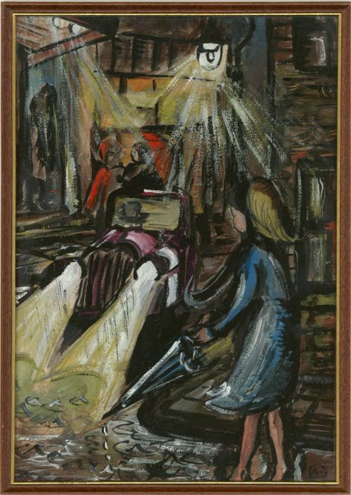 Christine Bassford - Contemporary Gouache, A Rainy Evening