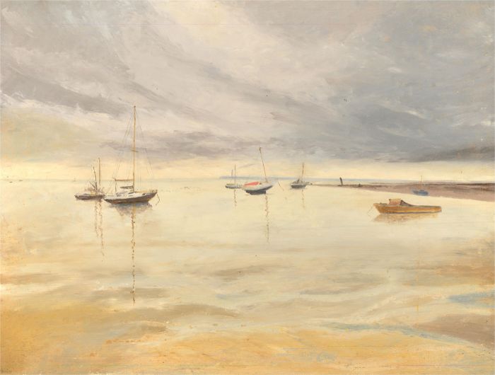 Sylvia Grottick - 20th Century Oil, Coastal Scene with Boats