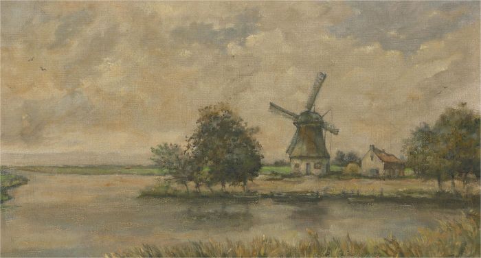 Mid 20th Century Oil - Tilburg Windmill