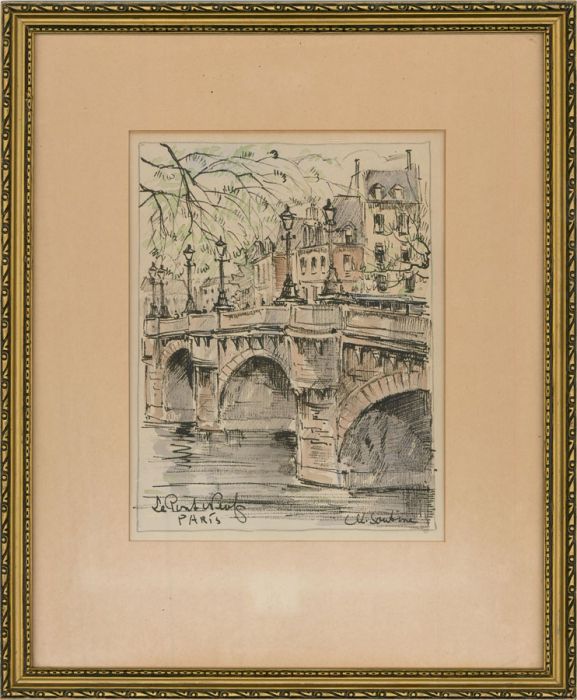 Michel Soutine (1941-1986) - Contemporary Pen and Ink Drawing, Le Pont Neuf