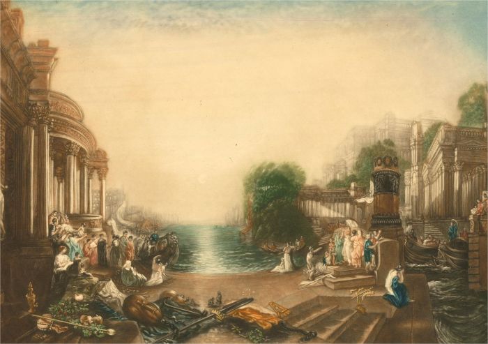 John Cother Webb after Turner - Early 20thC Mezzotint, The Decline of Carthage
