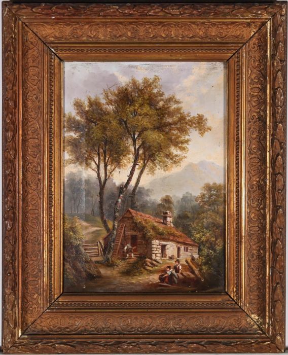 George Perrin - 1884 Oil, Old House at Betws-y-Coed, Wales