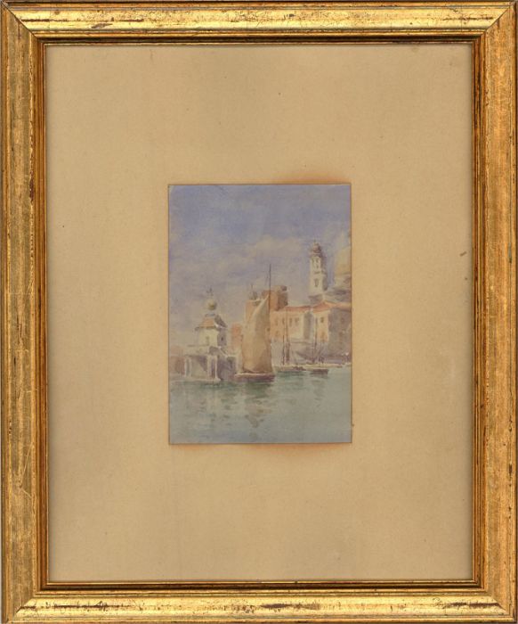 Mid 20th Century Watercolour - Continental Coastal Scene