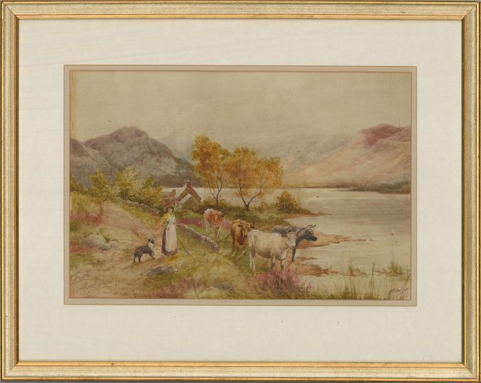John Barclay (Horace Hammond) (1876-1923) - Watercolour, Cattle Watering