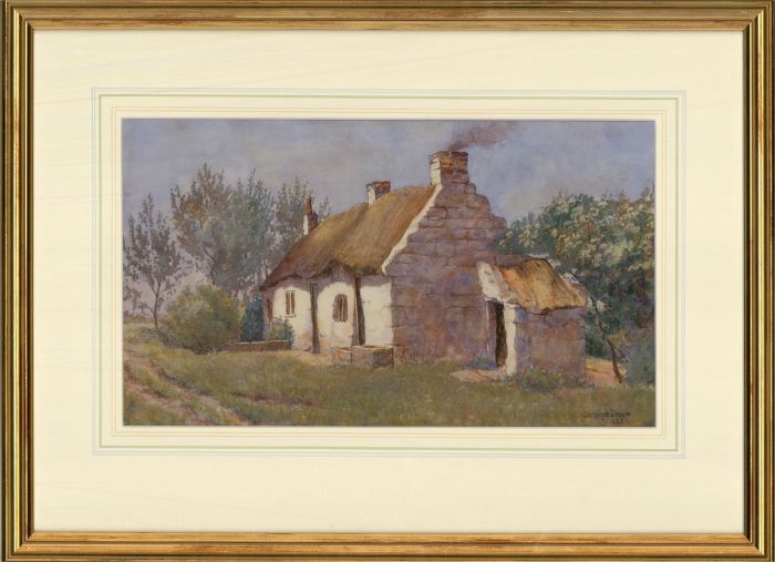 Berenger Benger RCA RBA (1868-1935) - 1885 Watercolour, Thatched Cottage