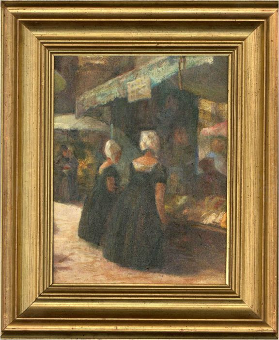 20th Century Oil - Dutch Market Scene