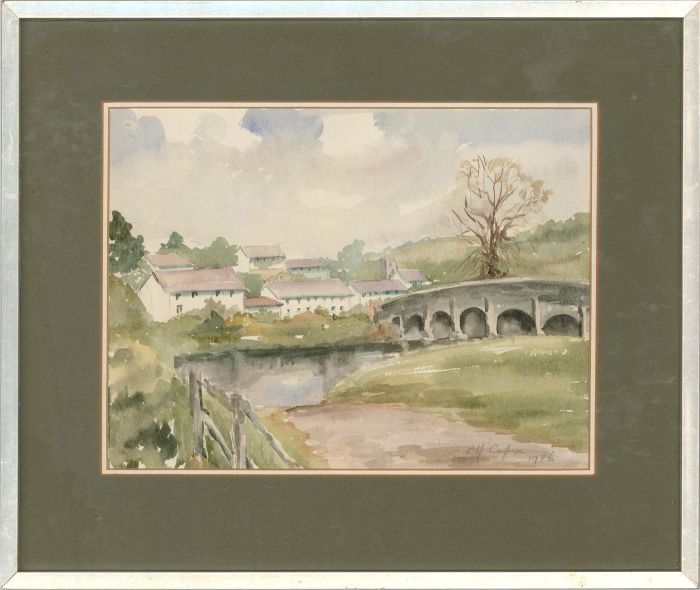 P.M Caffyn - 1986 Watercolour, River Landscape, Exmoor