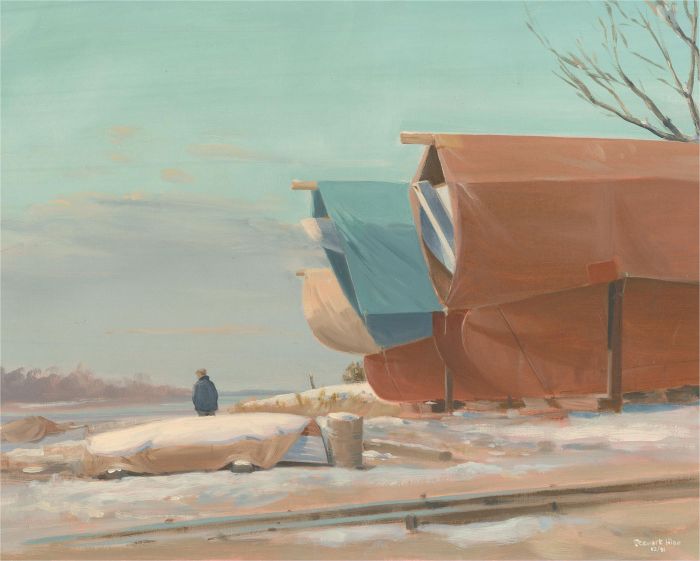 Stewart Charles Hine (1928-2018) - 1991 Oil, The Yard in Winter