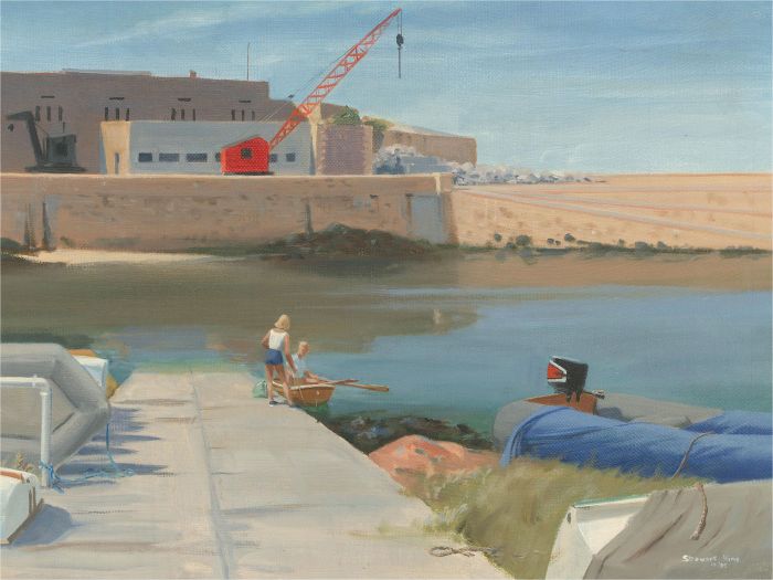 Stewart Charles Hine (1928-2018) - 1985 Oil, Figures on Small Boat