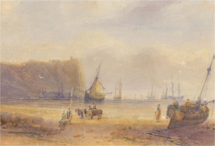 Late 19th Century Watercolour - Fisherfolk on the Beach