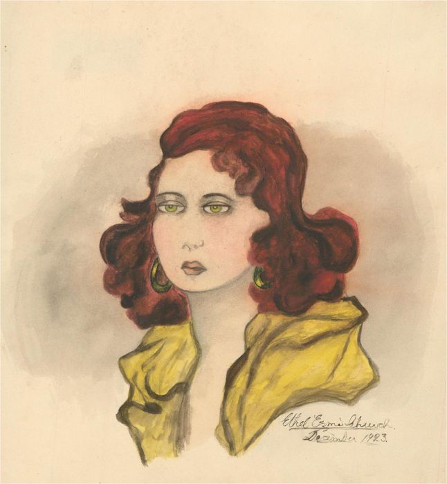 Ethel Esme Church - 1923 Watercolour, Woman with Red Hair