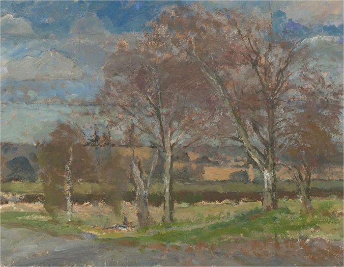 Keith Johnson (1931-2018) - 2006 Oil, Silver Birch Near Scots Corner