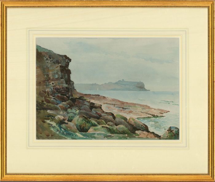 Frank Watson Wood (1862–1953) - 1946 Watercolour, Coastal View of Scarborough