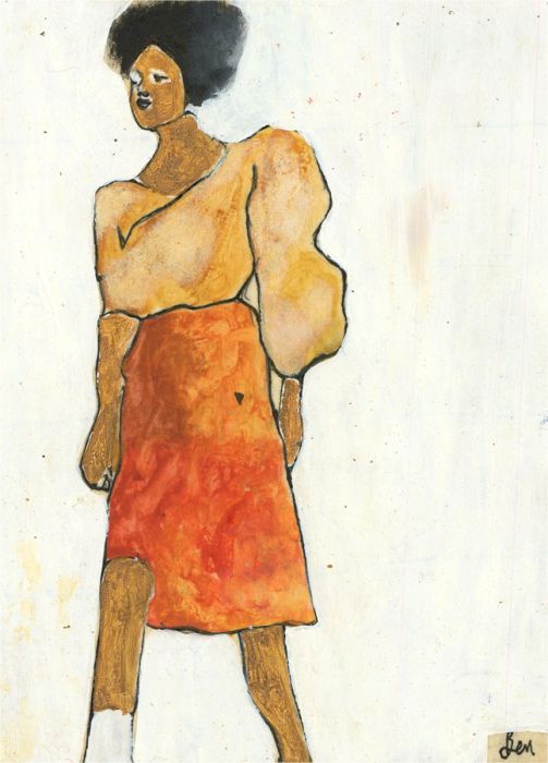 Ben Carrivick - Contemporary Oil, Figure with Orange Skirt