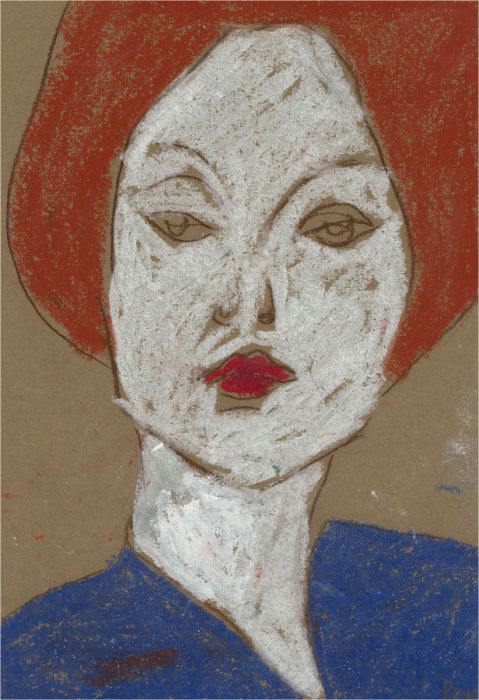 Ben Carrivick - Contemporary Pastel, Figure in Vibrant Blue Shirt
