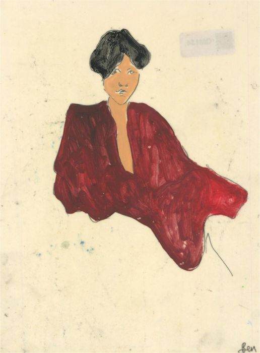 Ben Carrivick - Contemporary Oil, Black-haired Figure with Red Dress