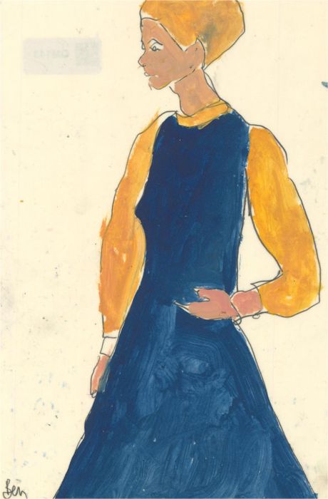Ben Carrivick - Contemporary Oil, Figure in Blue and Yellow Dress
