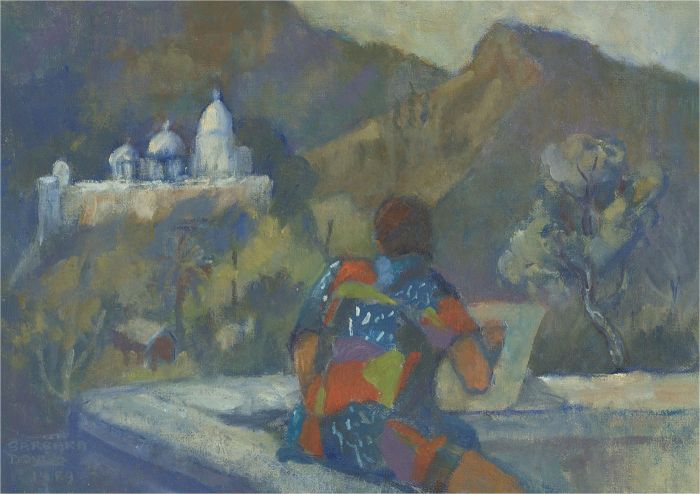 Barbara Doyle (b.1917) - 1989 Oil, Tom at Mt. Abu