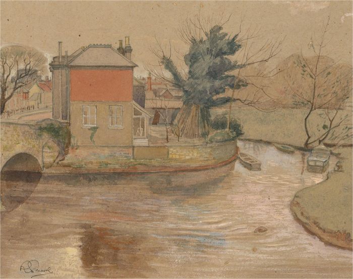R.S. Moore - Mid 20th Century Watercolour, Riverside Scene