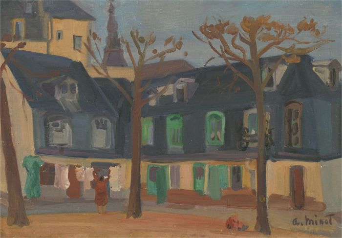 Alphonse Minot - Mid 20th Century Oil, French Street Scene