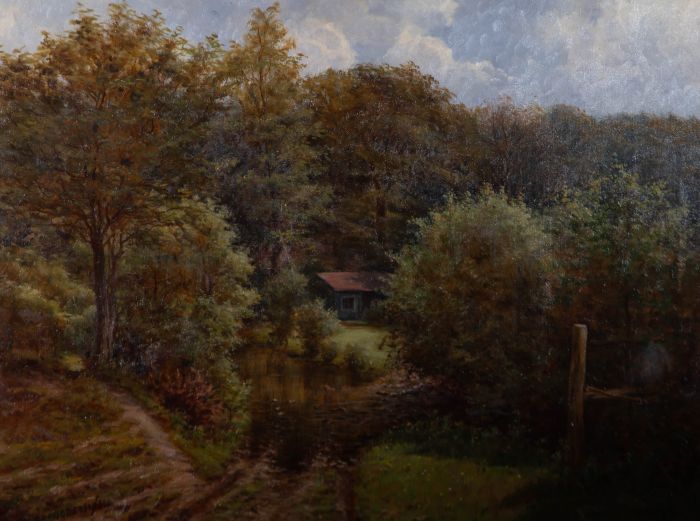 W. Brandreth  - 1914 Oil, Cottage in the Woods