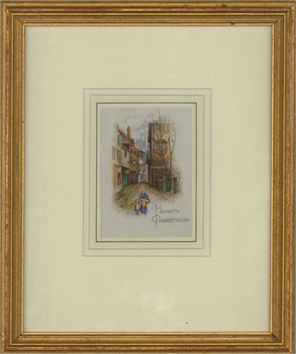 19th Century Watercolour - Hearty Greetings
