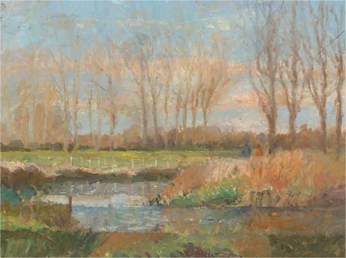 Keith Johnson (1931-2018) - Contemporary Oil, Sun on the Reeds, Ludham