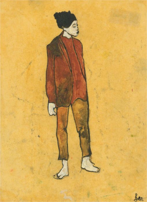 Ben Carrivick - Contemporary Oil, Black Hair and Brown Jacket