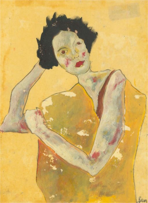 Ben Carrivick - Contemporary Oil, Short Black Hair and Red Lips