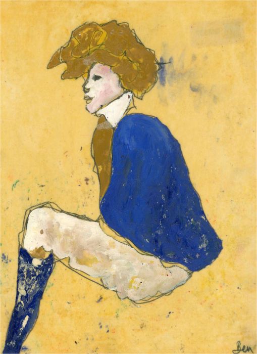 Ben Carrivick - Contemporary Oil, Female Figure in Vibrant Blue