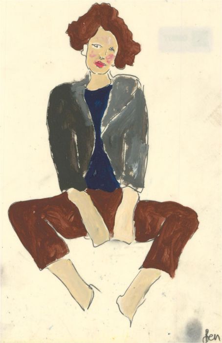 Ben Carrivick - Contemporary Oil, Seated Figure with Brown Trousers