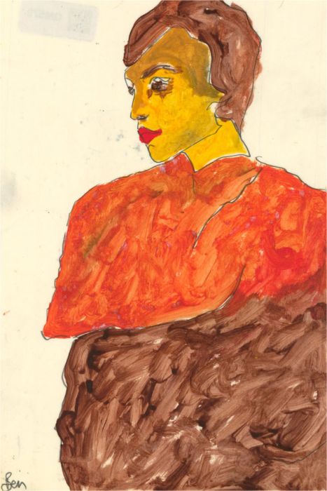 Ben Carrivick - Contemporary Oil, Figure in Brown and Orange