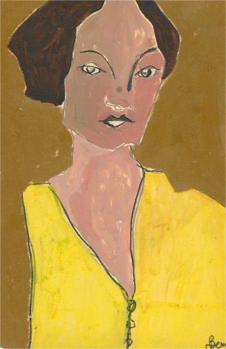 Ben Carrivick - Contemporary Oil, Brown-haired Figure in Yellow Blouse