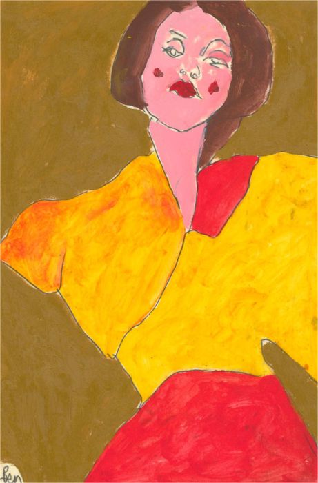 Ben Carrivick - Contemporary Oil, Figure in Red and Yellow