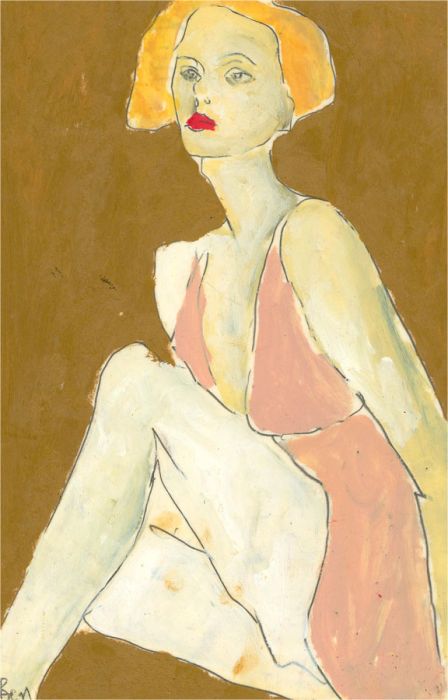 Ben Carrivick - Contemporary Oil, Figure in Pale Pink