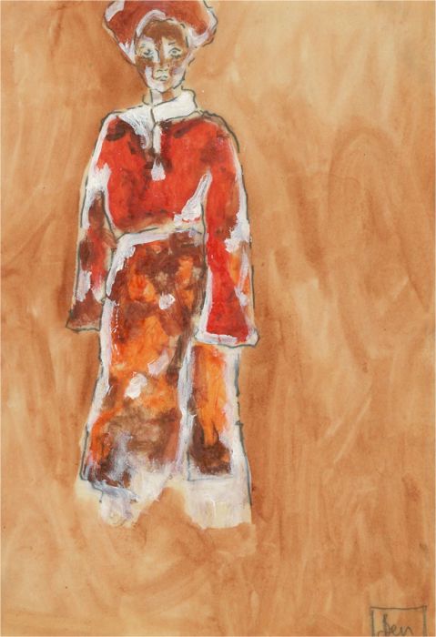 Ben Carrivick - Contemporary Oil, Red and White Attire
