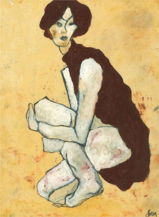 Ben Carrivick - Contemporary Oil, Seated Figure in Brown