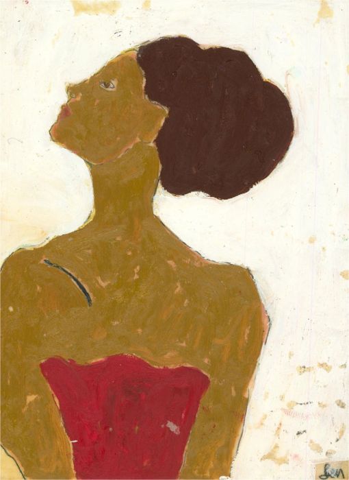 Ben Carrivick - Contemporary Oil, Looking Up in Red Dress