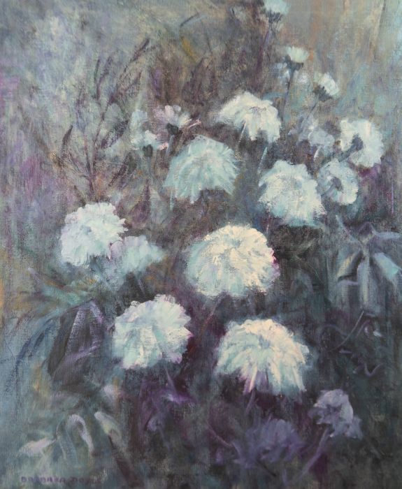 Barbara Doyle (b.1917) - 1973 Oil, White Chrysanths