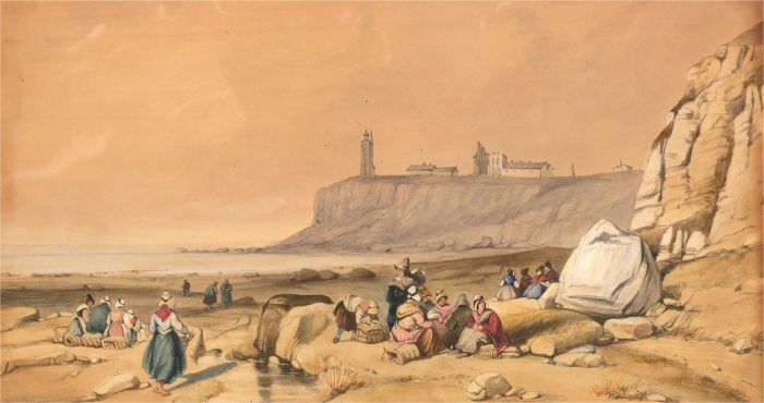 Hans Buik - Signed 1837 Watercolour, Figures on the Coast