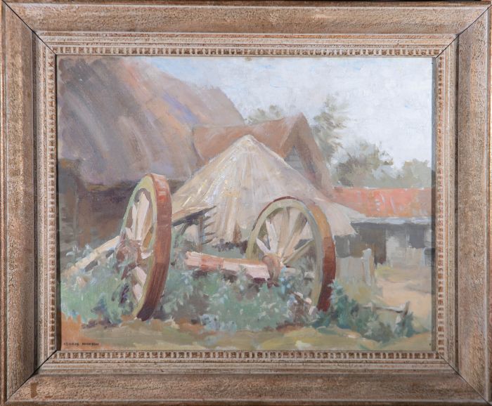 Doris Hickson - Mid 20th Century Oil, Derelict Wheels, Suffolk