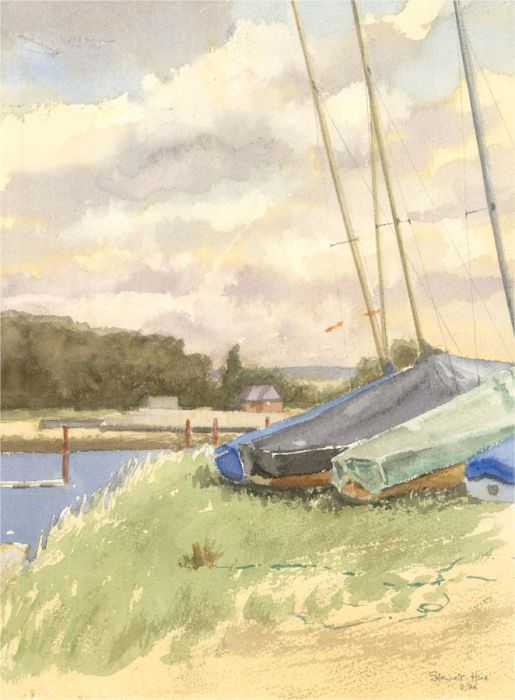 Stewart Charles Hine (1928-2018) - 1994 Watercolour, Resting Boats