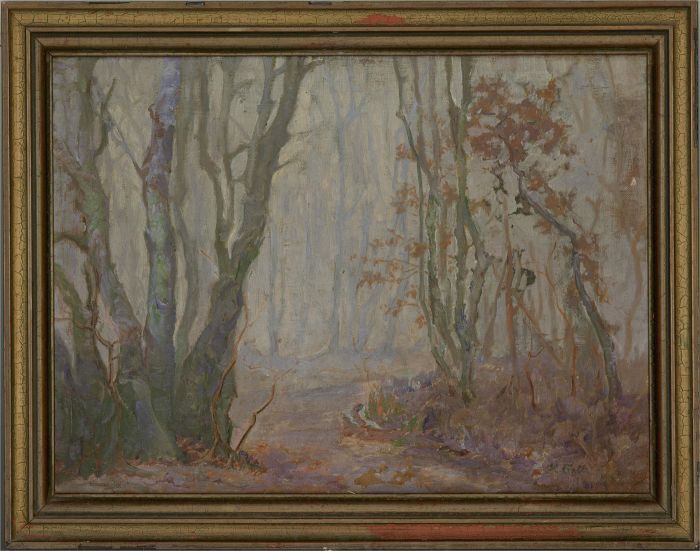 K.G.U. - Mid 20th Century Oil, Woodland Scene