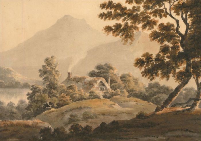 Mid 19th Century Watercolour - Cottage in the Mountains